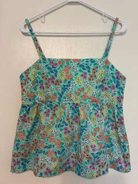J. Crew #BQ035 Women's Green Floral "Tie-Back Strappy Top" Tank Blouse Sz 8 NWT